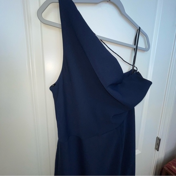 After Six Dessy Crepe One Shoulder Draped Cowl Neck Maxi Dress Sz 10 - Picture 7 of 16